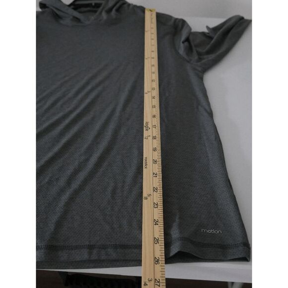 MOTION Men's  Gray Athletic Pullover Hoodie Lightweight Long Sleeve Activewear S - Picture 5 of 7